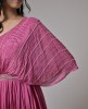 Onion Pink Chinnon Hand embroidered Gown